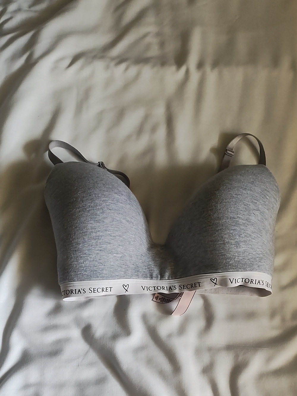 Victoria's Secret Light Gray Molded T-Shirt Bra with Branded Band